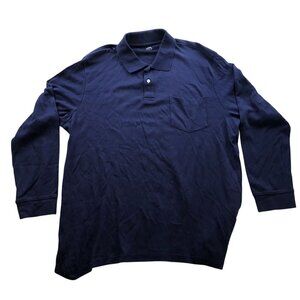 John Ashford Mens Polo Shirt Size XXL Long-Sleeve Classic Casual Navy Travel